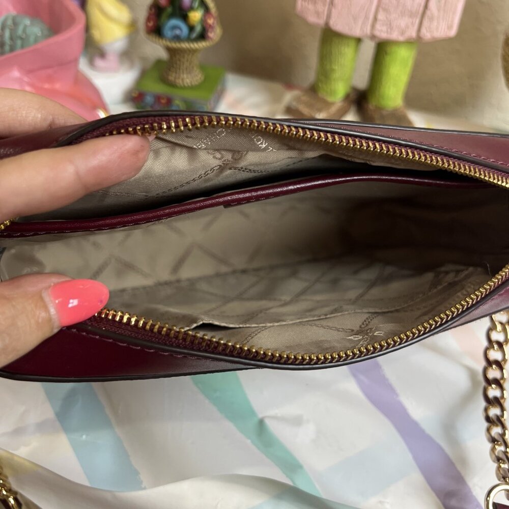 Michael Kors Patchwork Sinclair Signature Dark Berry Small Crossbody, Purse - Picture 9 of 12